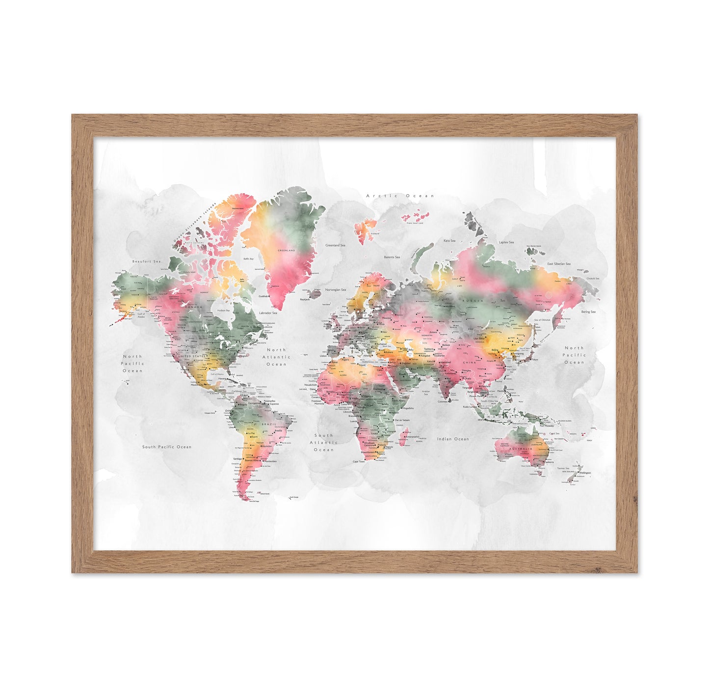Soft Watercolor World Map