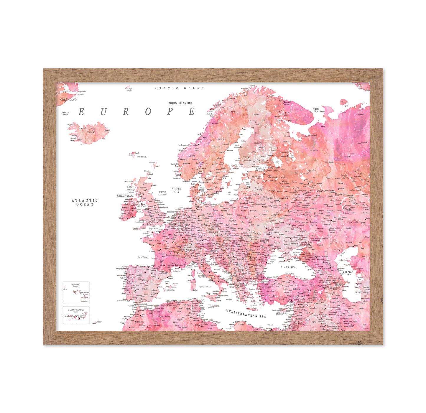 Pink Europe Map