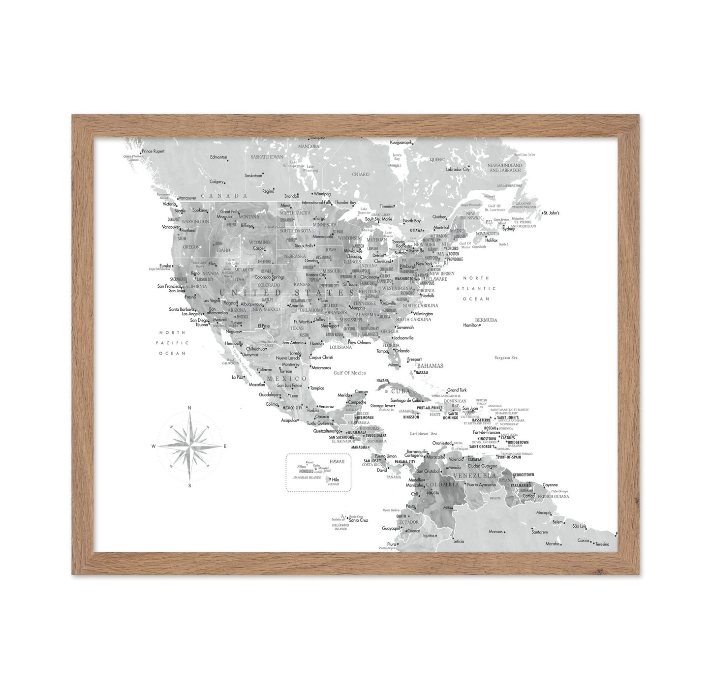 Gray USA Caribbean Map