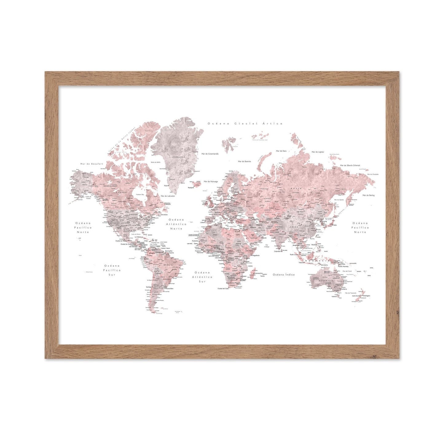 Pink Spanish World Map