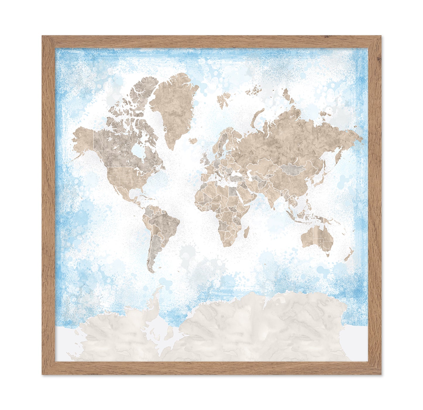 Watercolor World Map Blue