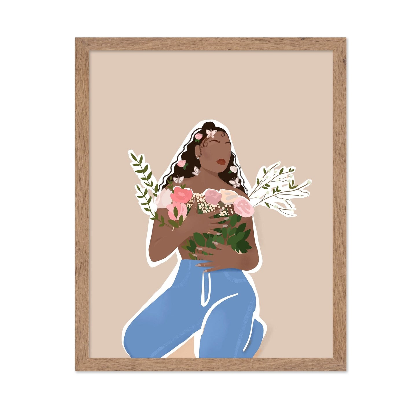 Mocha Woman Floral Portrait