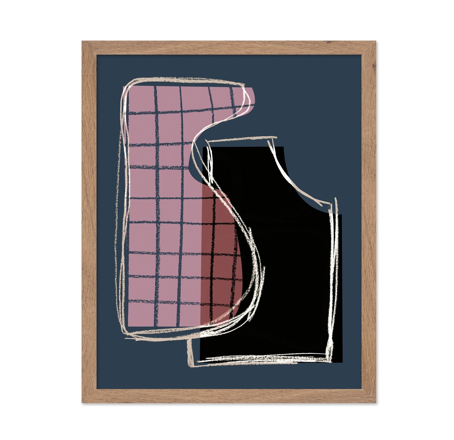 Pink Grid Black Abstract