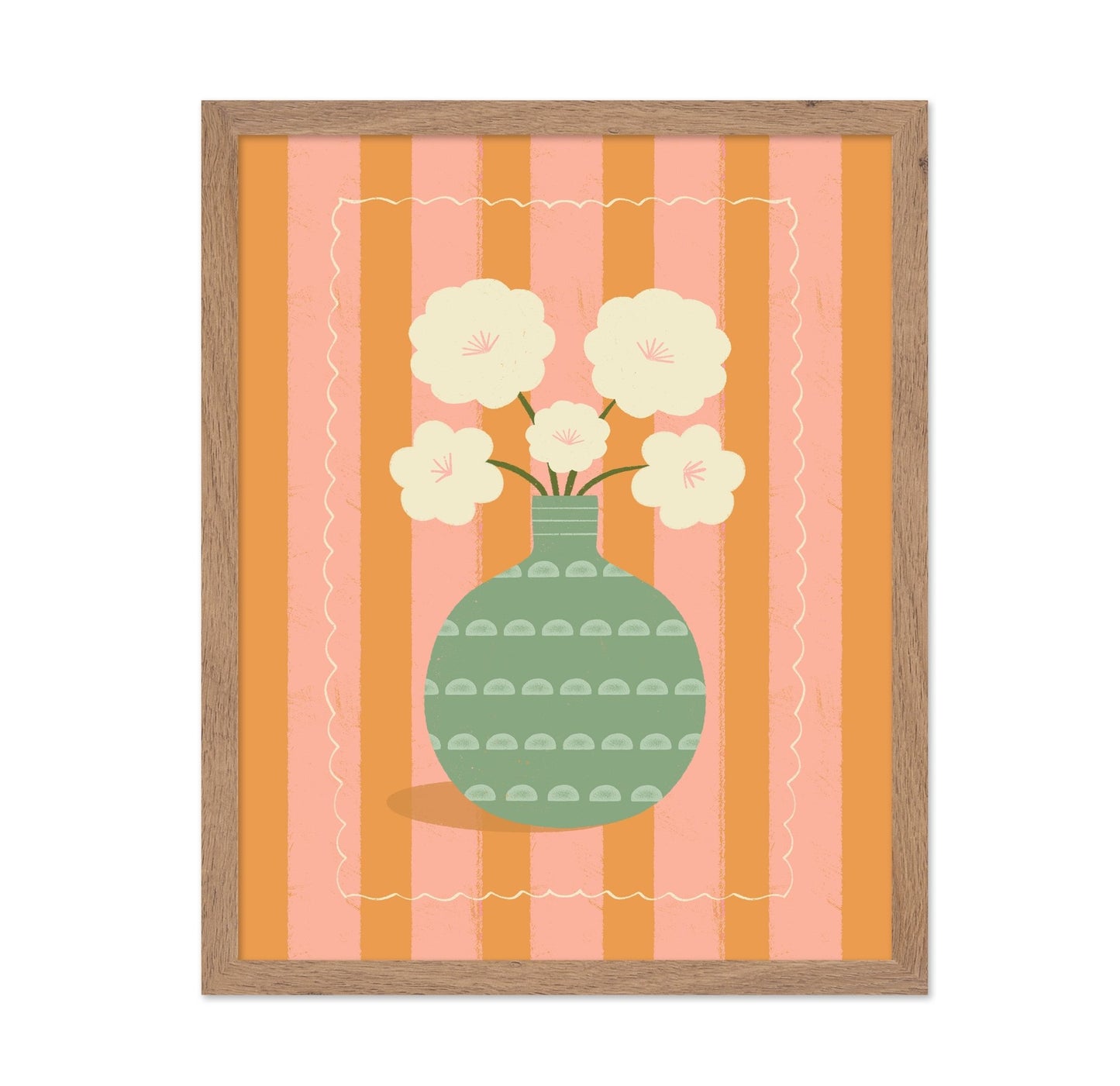 White Flowers Green Vase