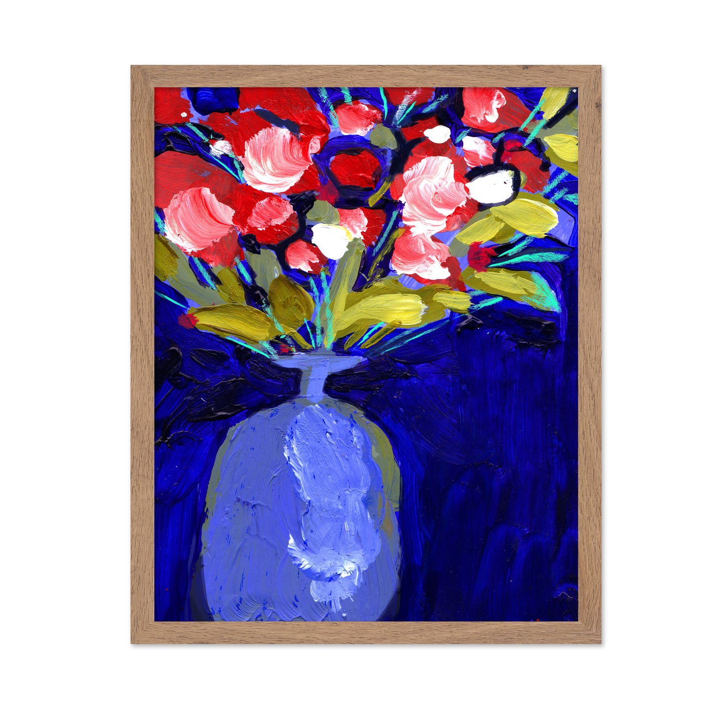 Blue Vase Red Blooms