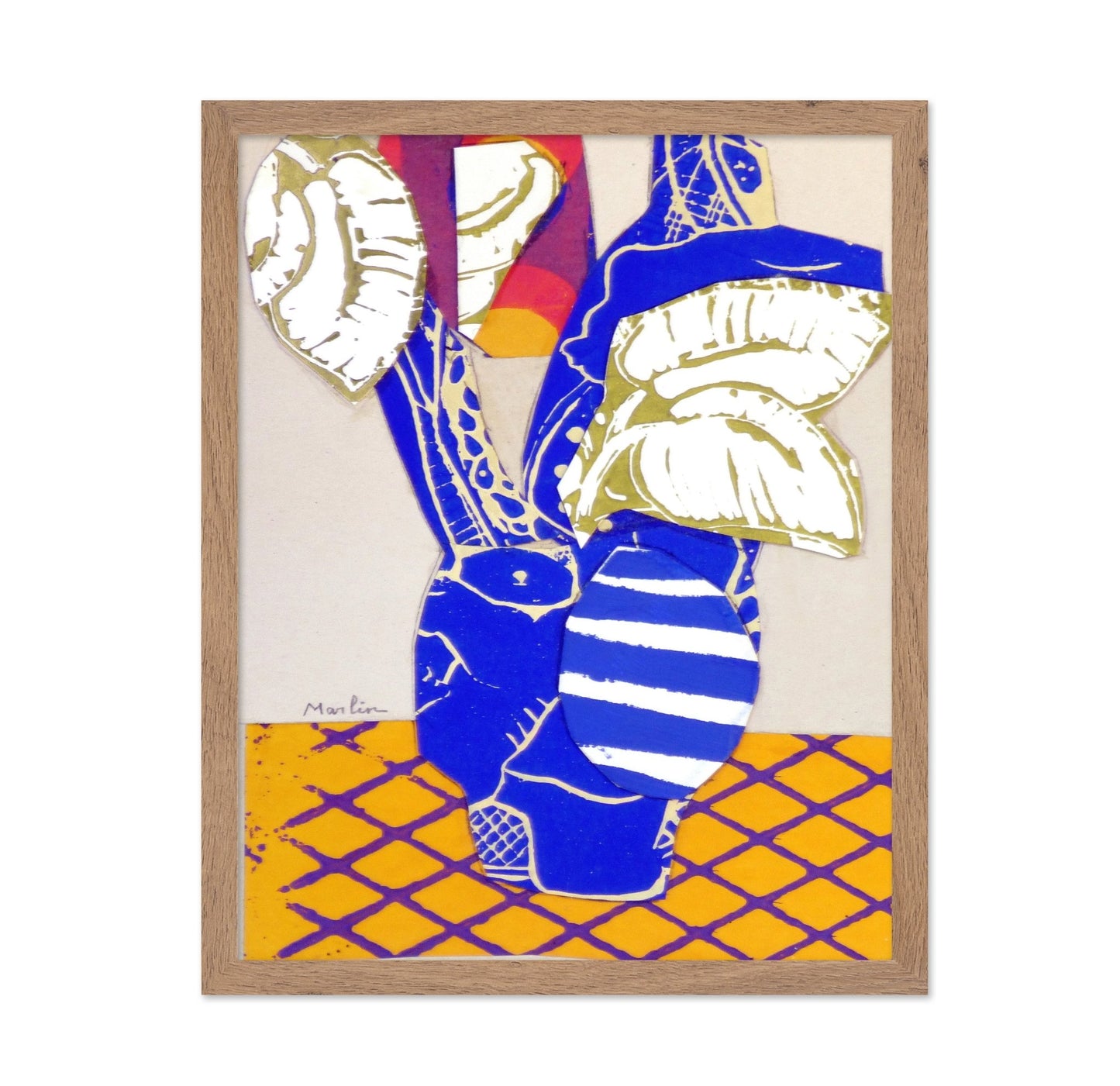 Blue Vase Leaves No1