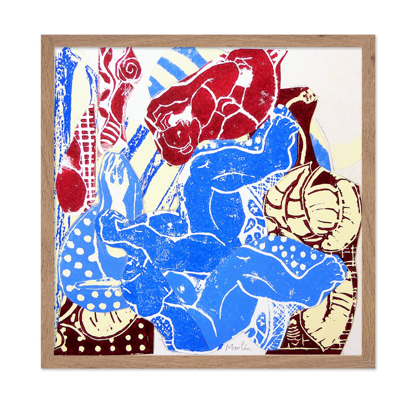 Blue Red Abstract Figures