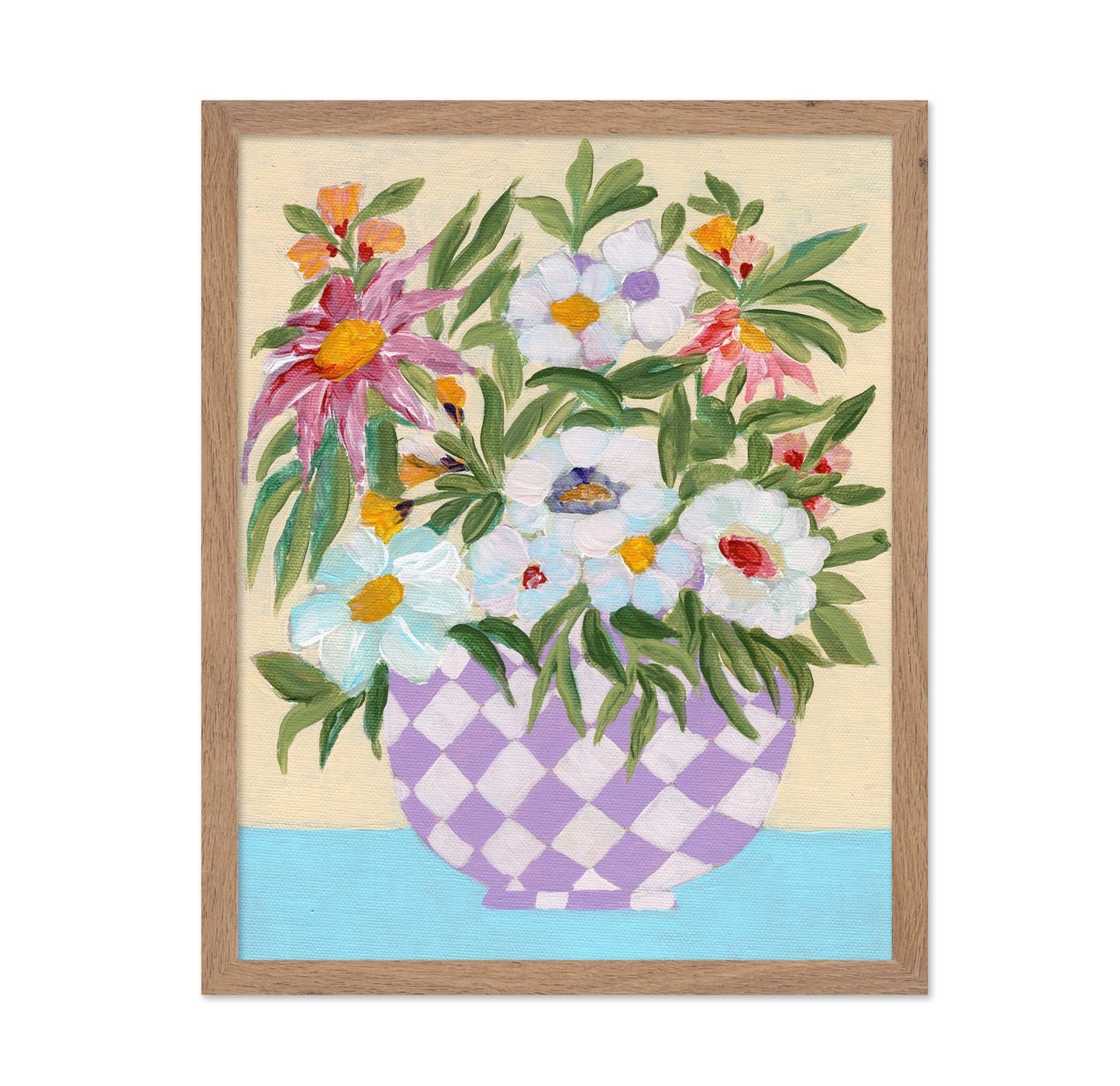 Checkered Floral Vase