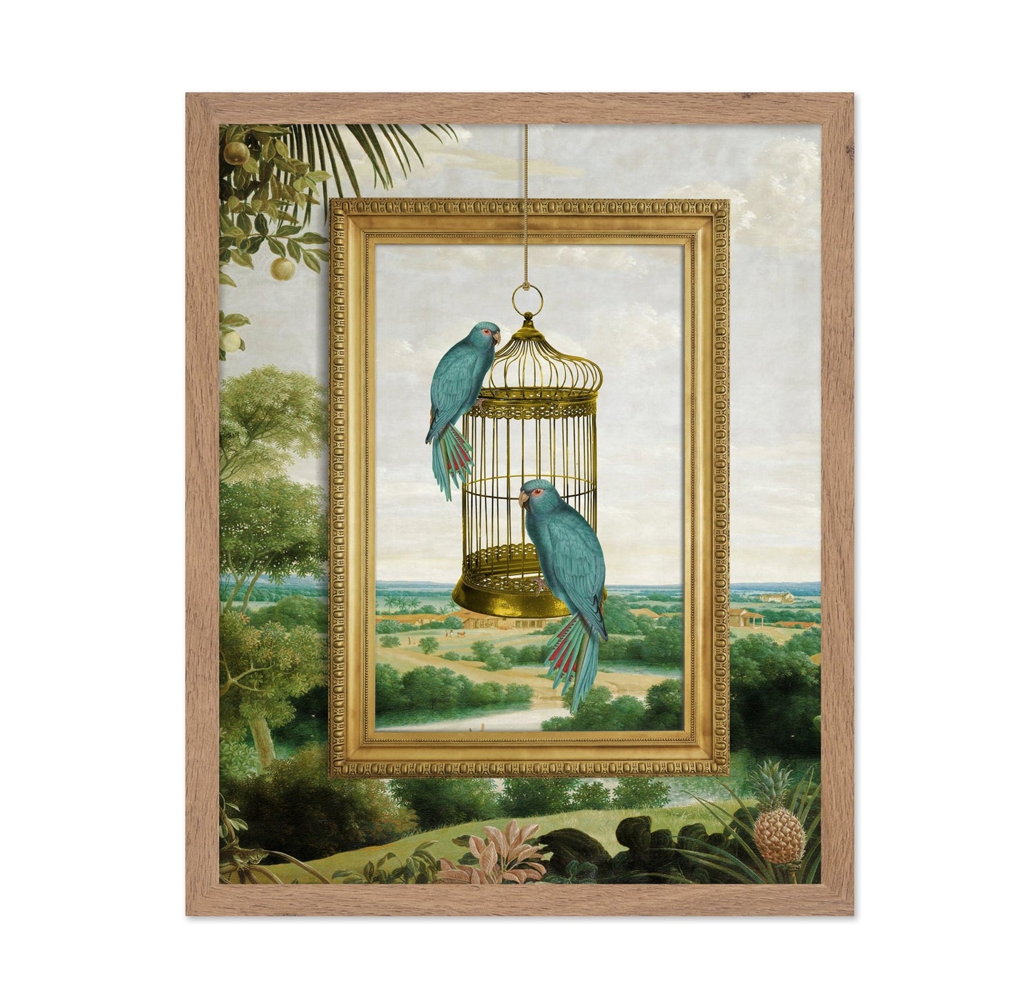 Parrots In Golden Frame