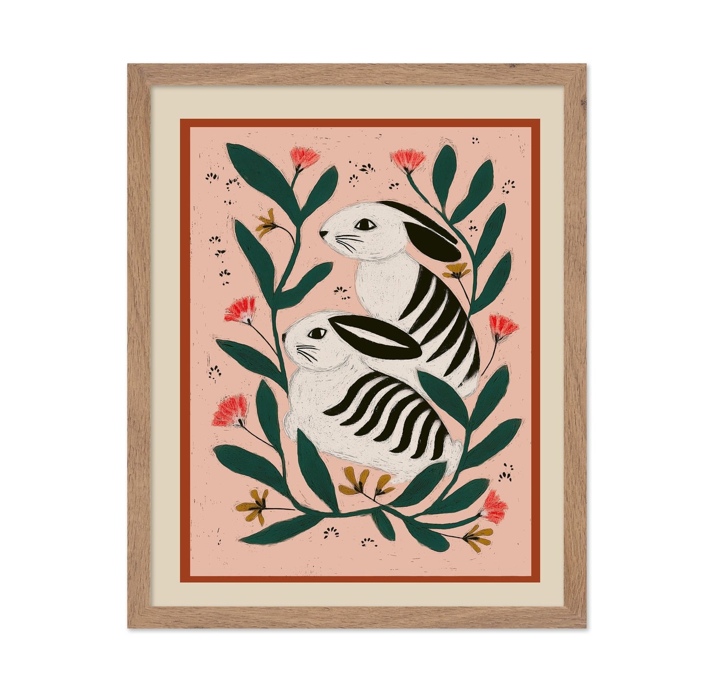 Floral Hare Pair
