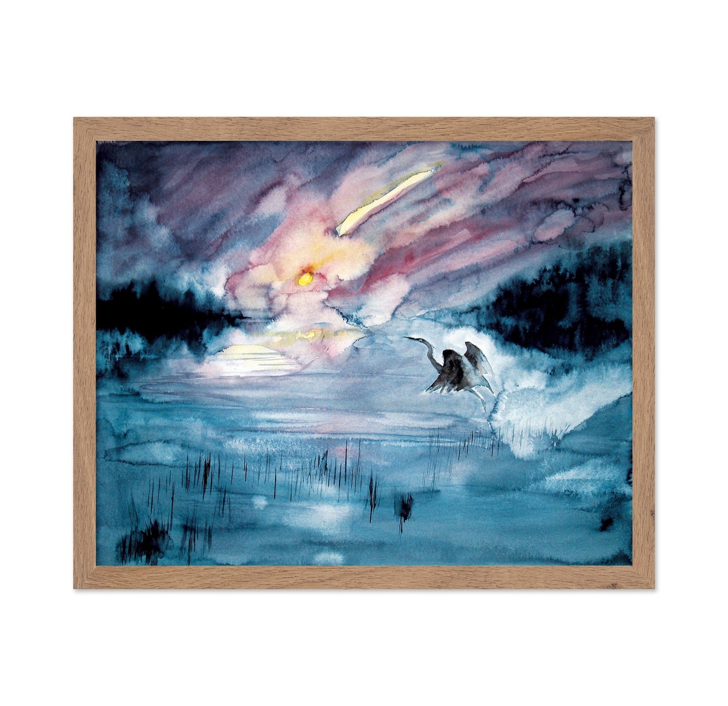 Blue Abstract Bird Watercolor