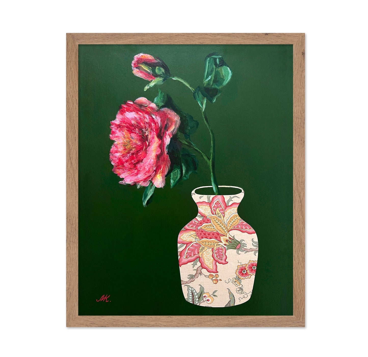 Patterned Vase Rose Painting