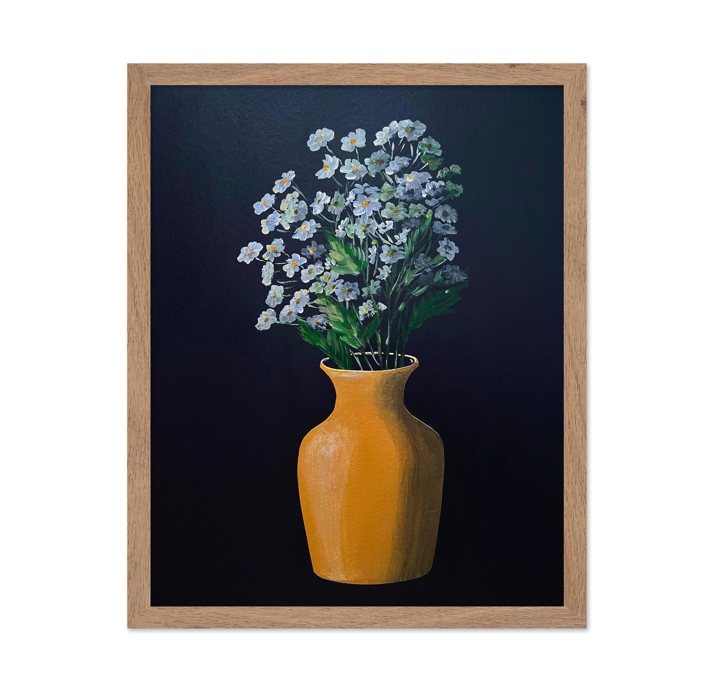 White Flowers Yellow Vase