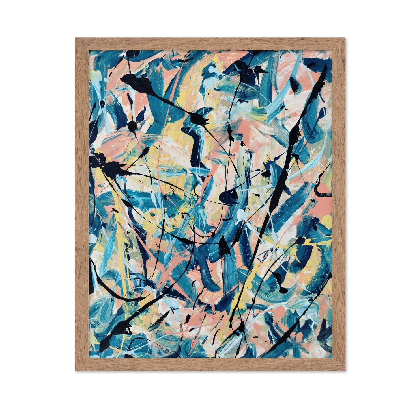 Teal Pink Abstract Painting