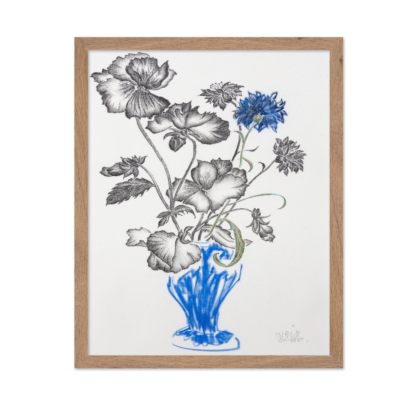 Blue Vase Floral Sketch