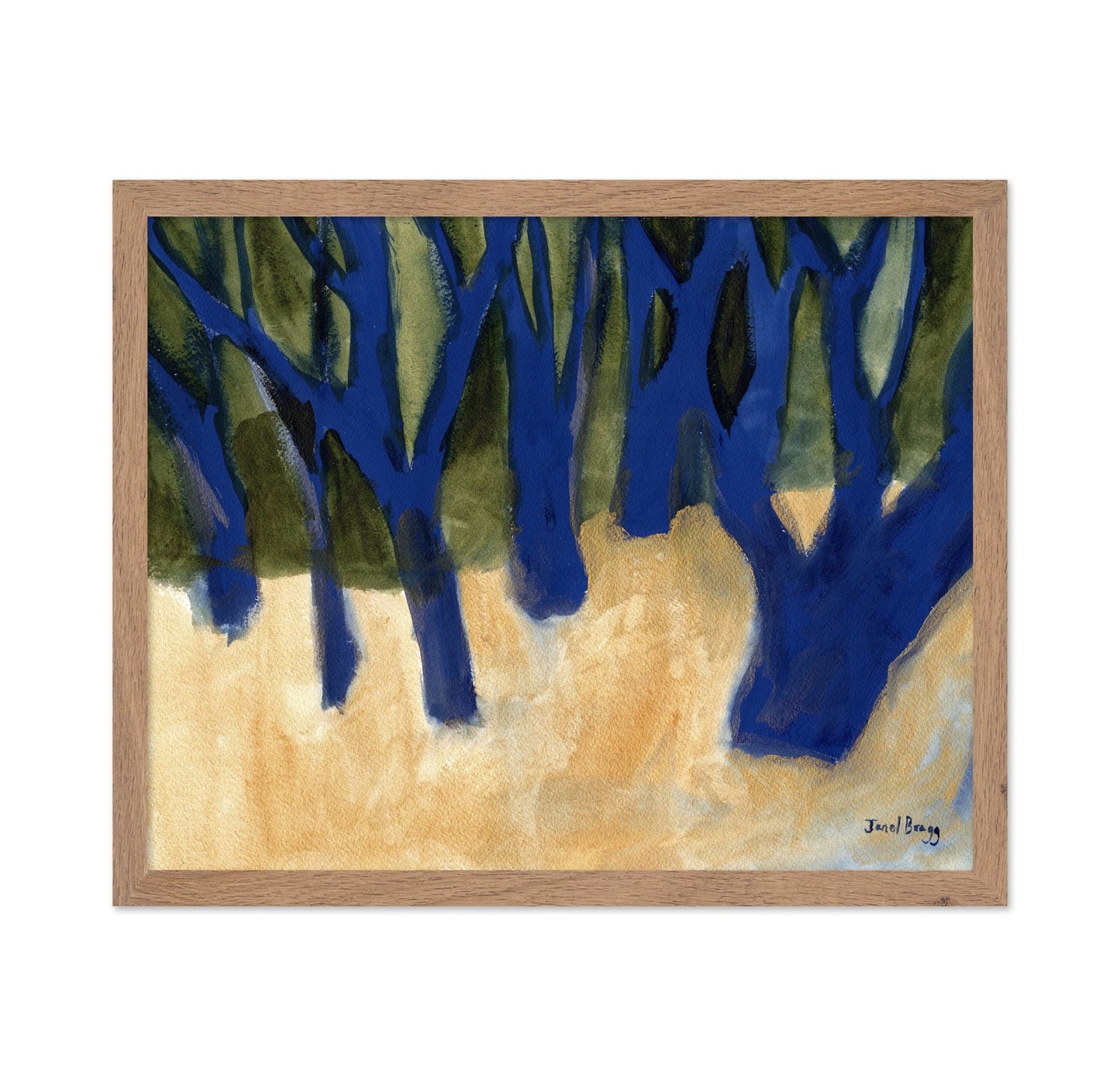 Blue Trees Gold Ground