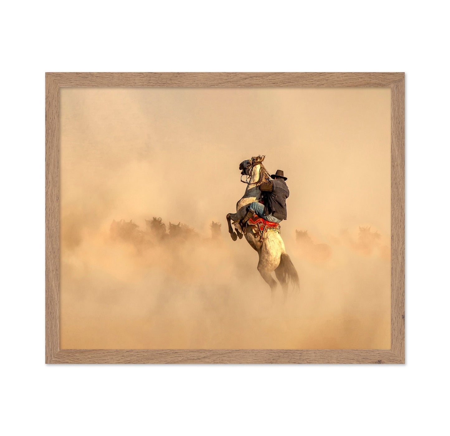 Cowboy On Rearing Horse