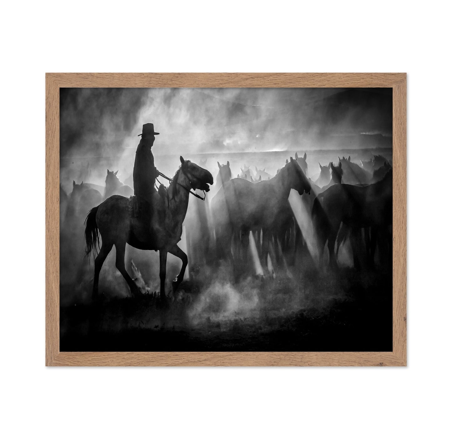 Cowboy And Horses Silhouette