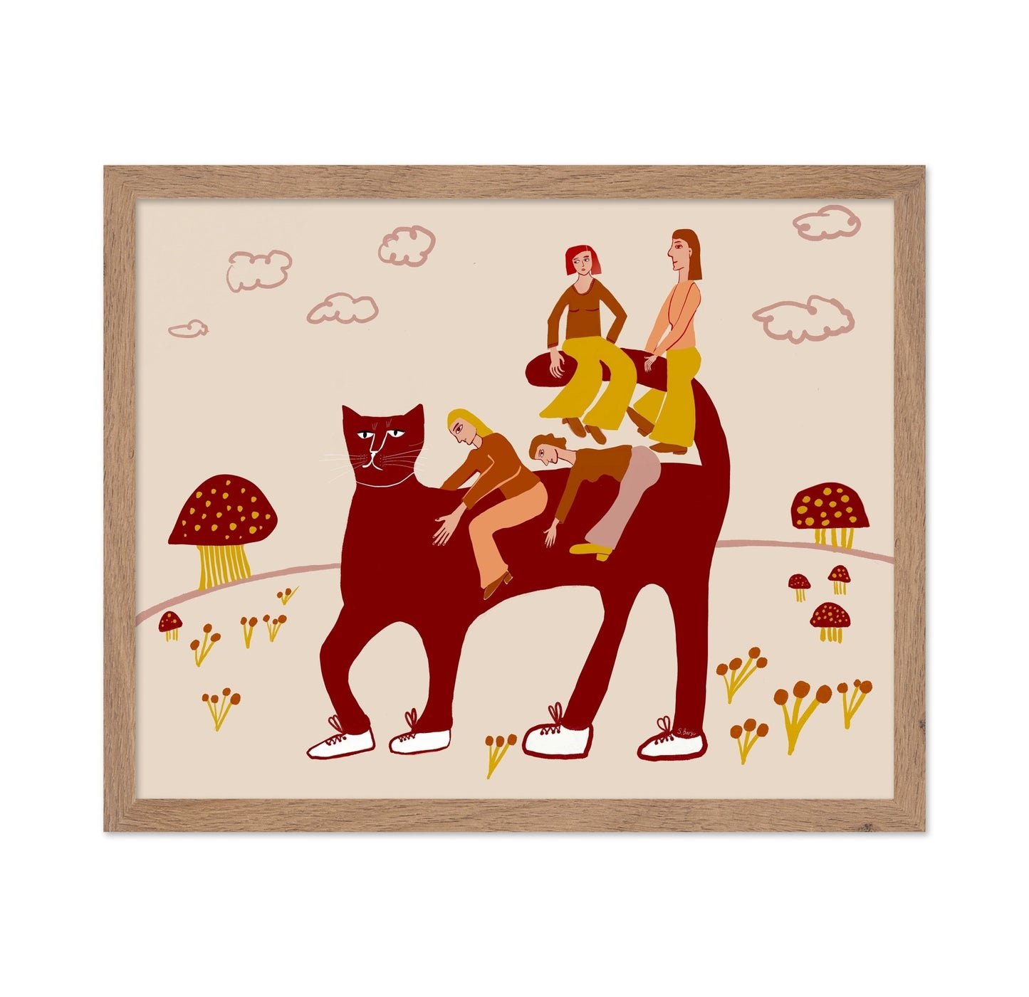 Women Riding Red Cat