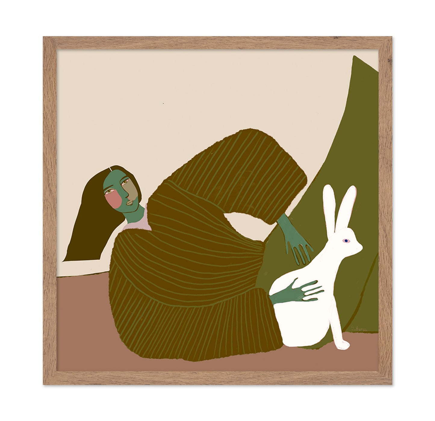 Olive Woman With Rabbit