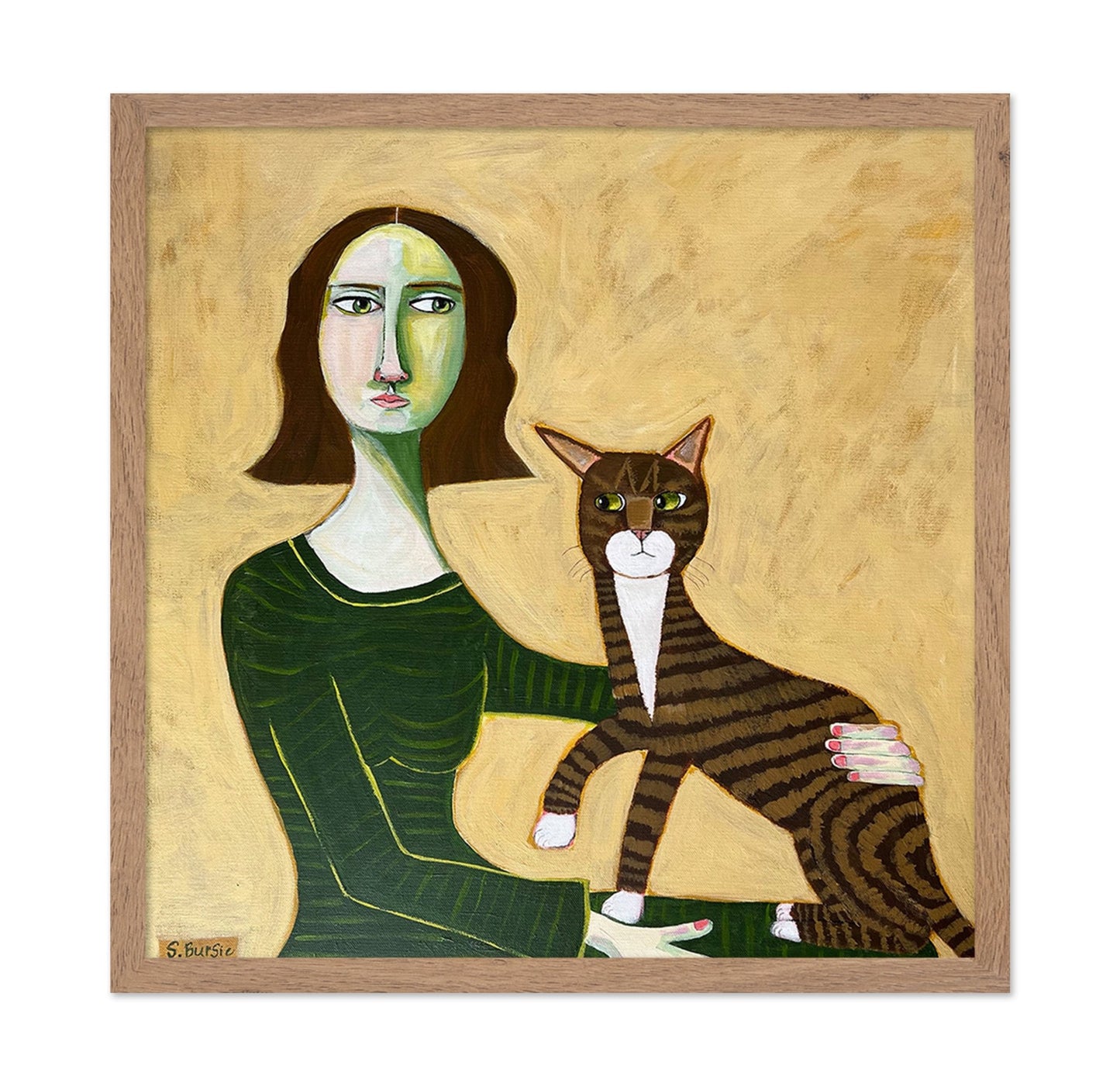 Lady With Striped Cat