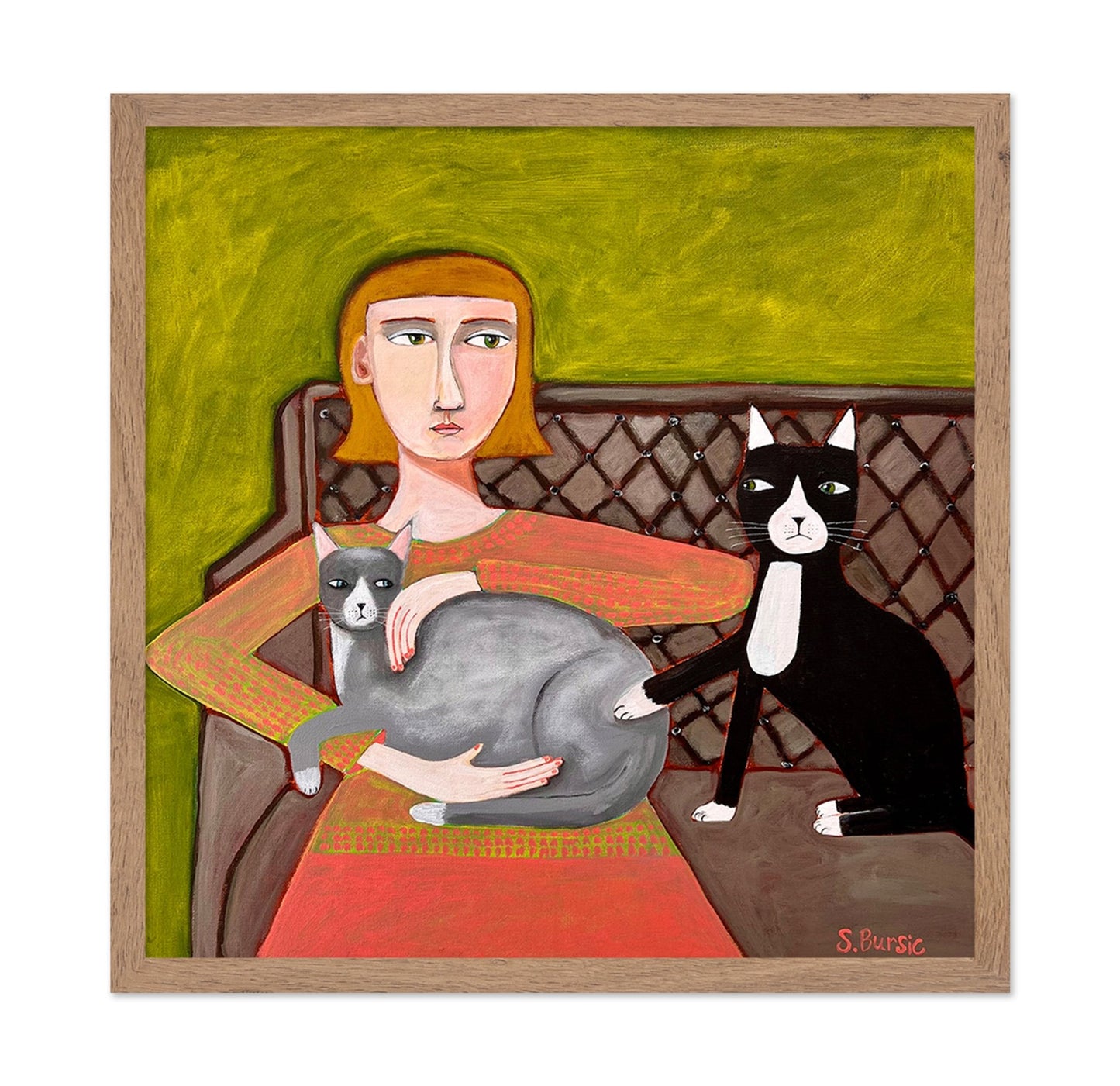 Woman With Two Cats No2