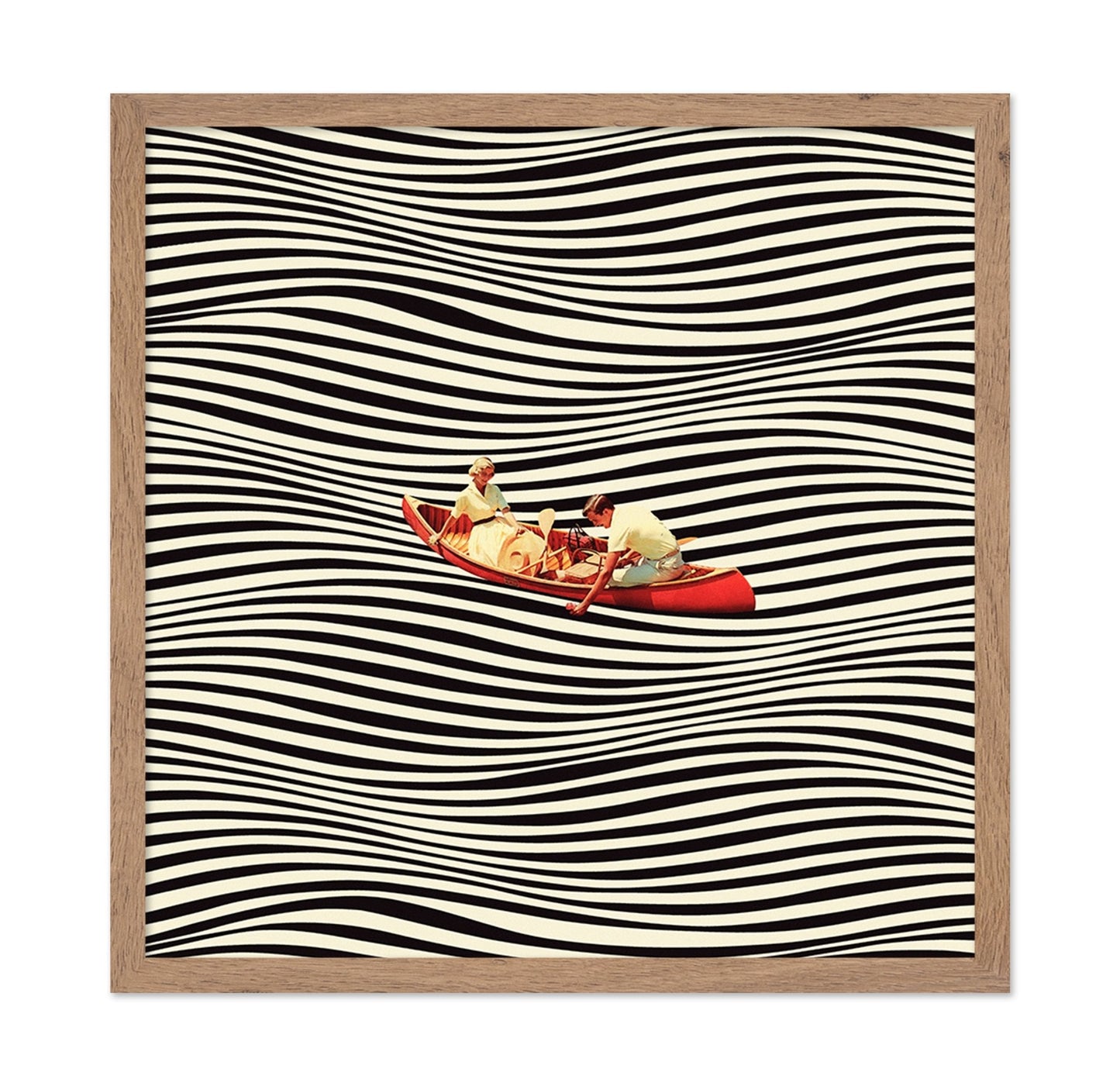 Floating Striped Canoe