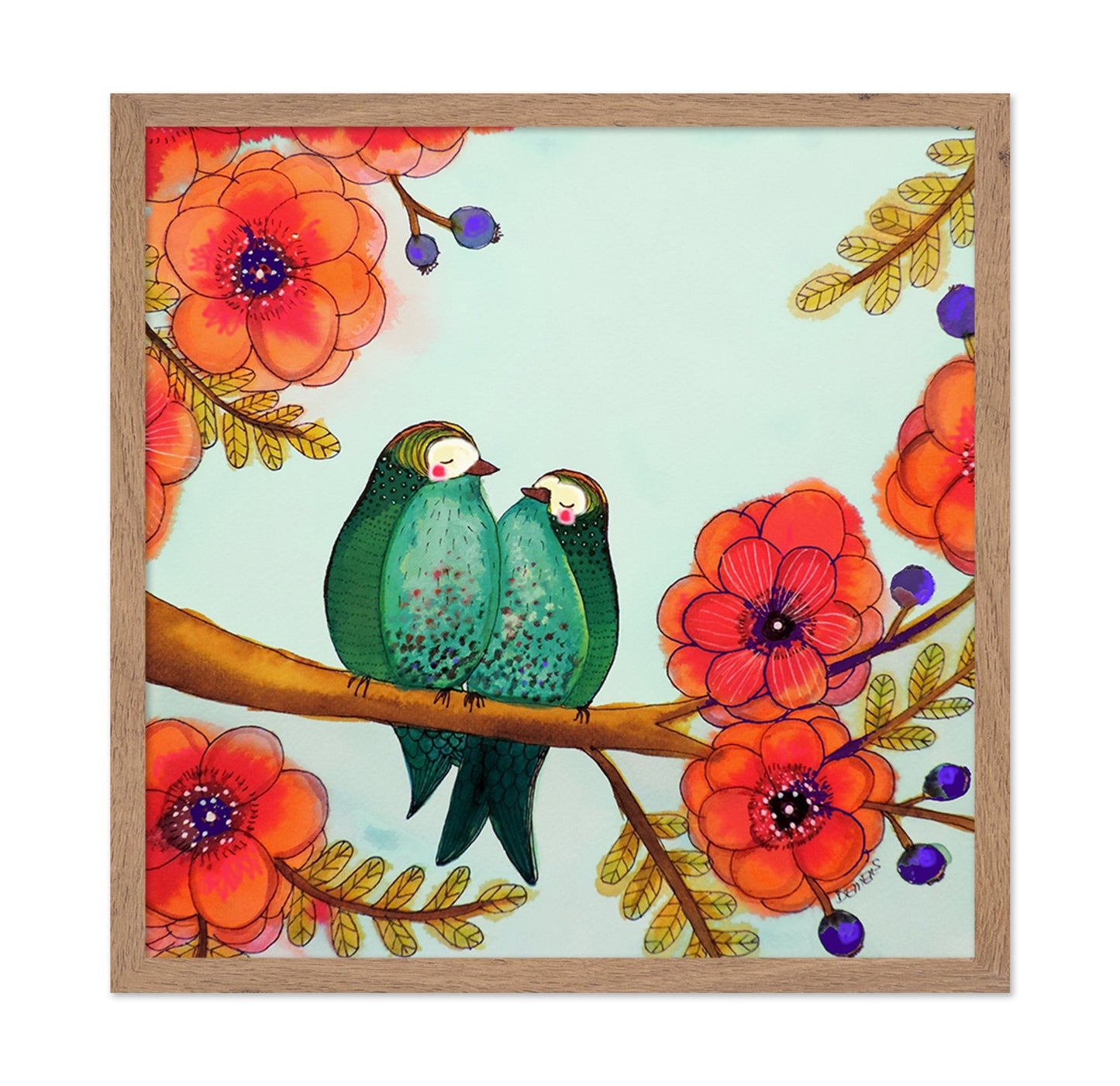 Love Birds On Branch
