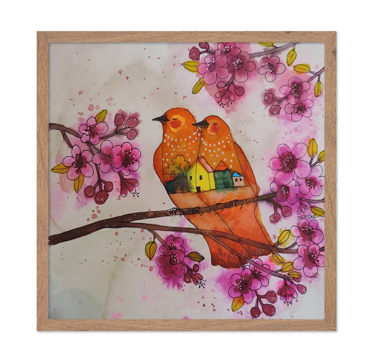 Orange Birds Blossom