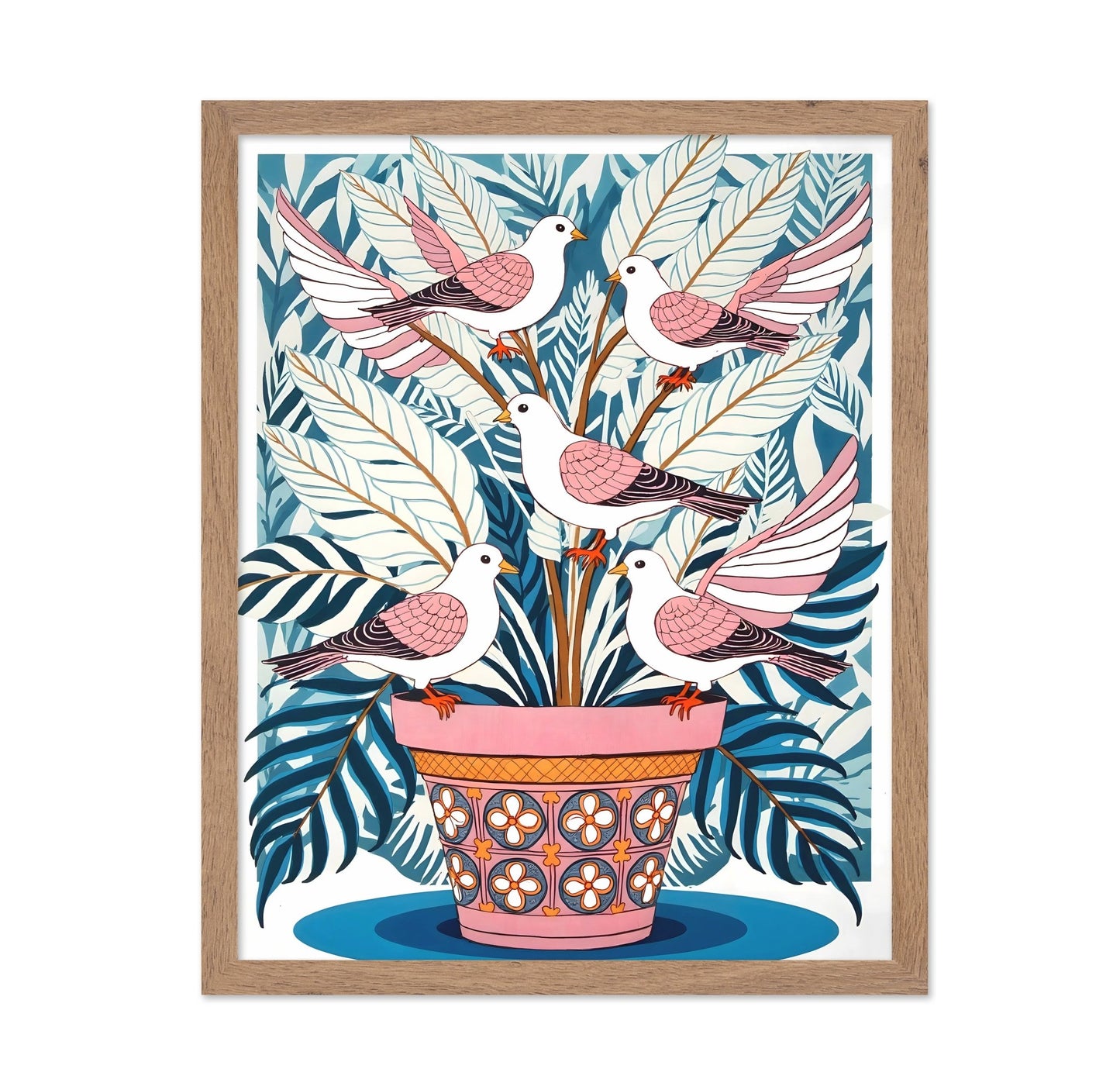 Birds In Floral Pot