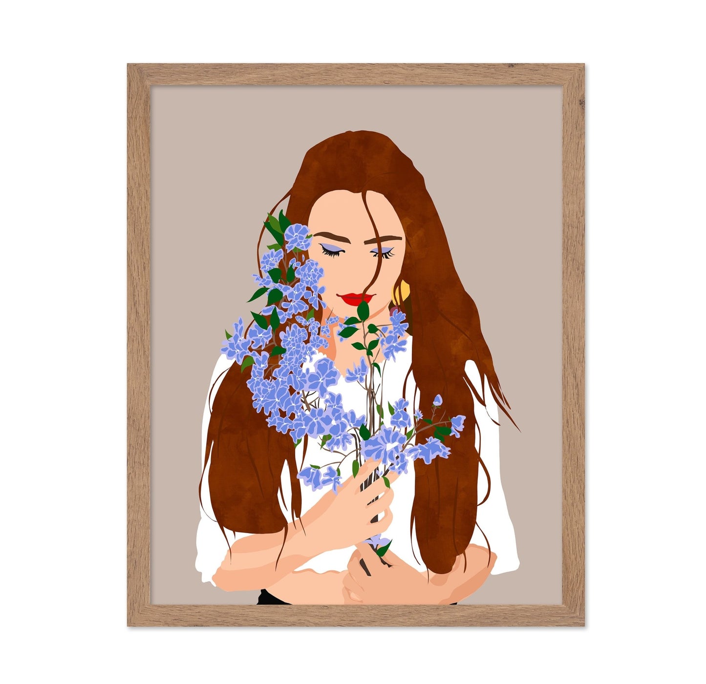 Woman With Blue Flowers