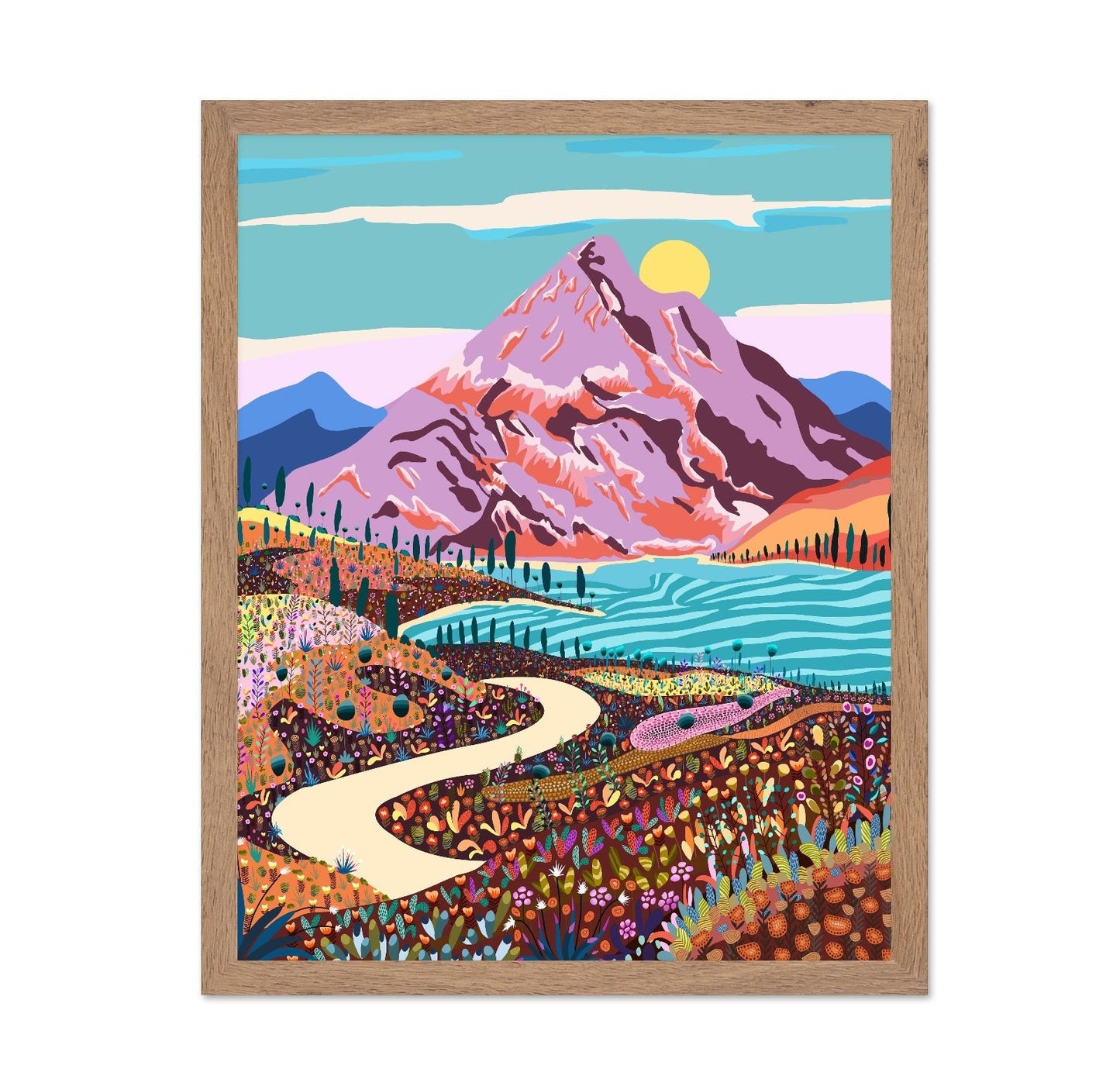 Colorful Mountain Lake Path