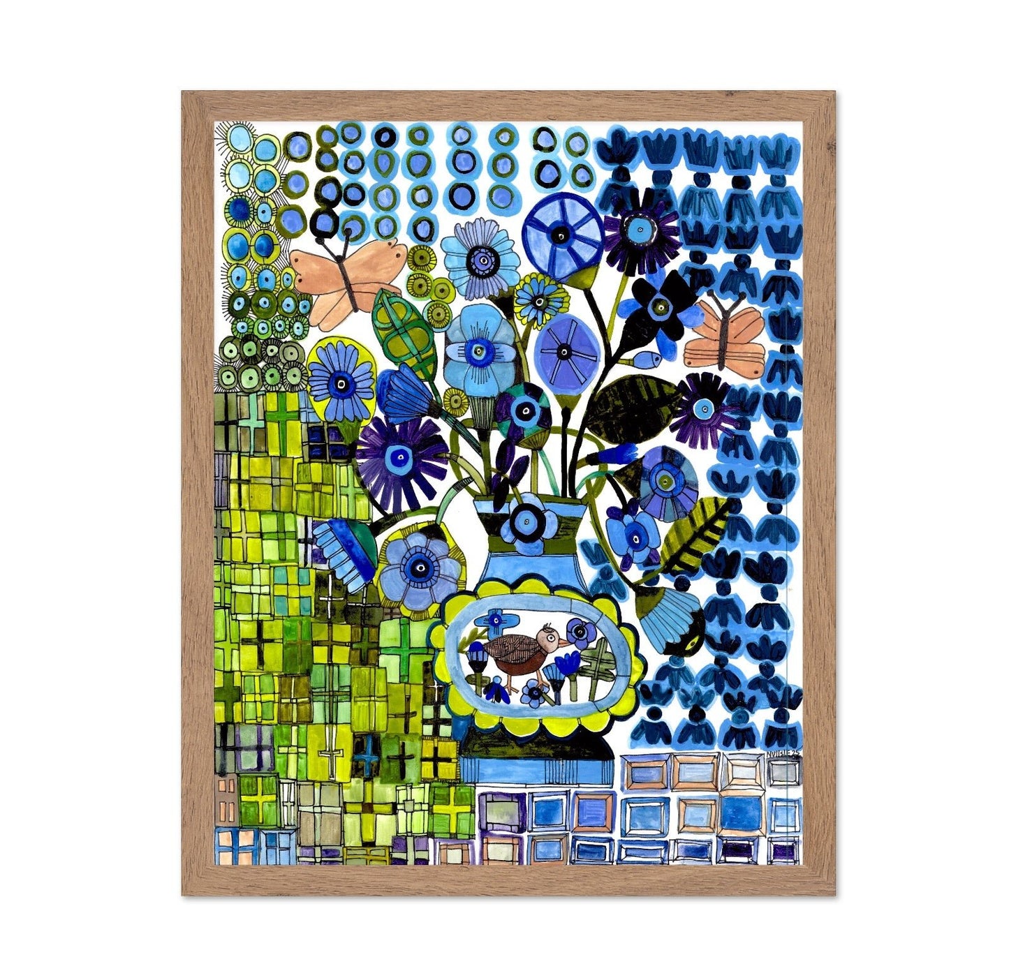 Blue Floral Pattern Vase