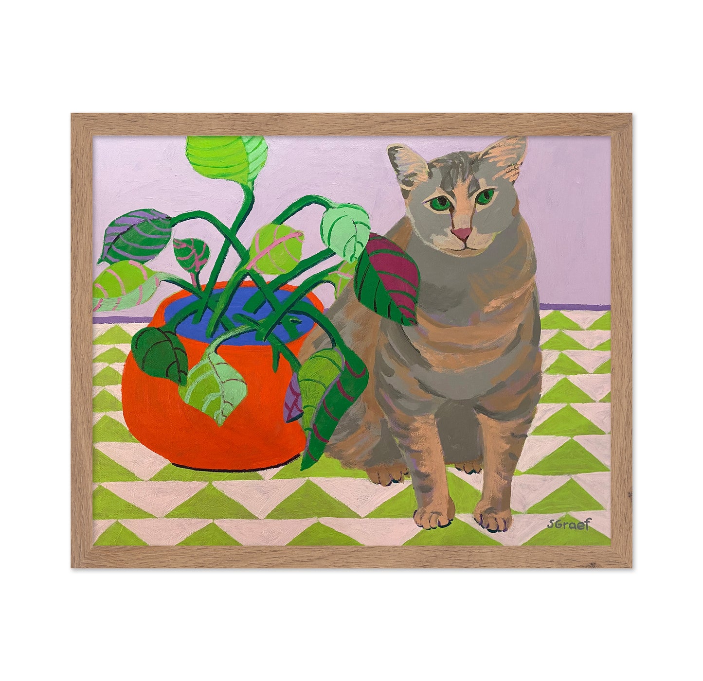 Cat by Potted Plant