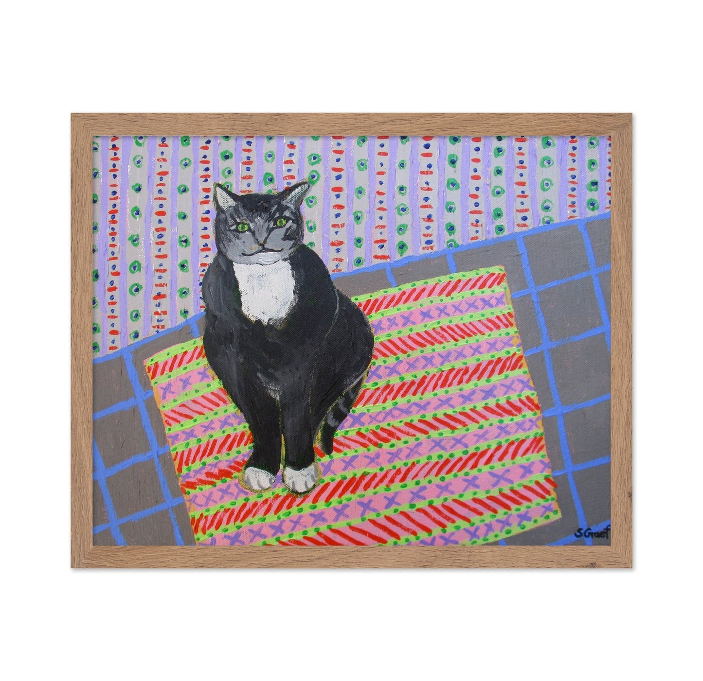 Tuxedo Cat On Rug