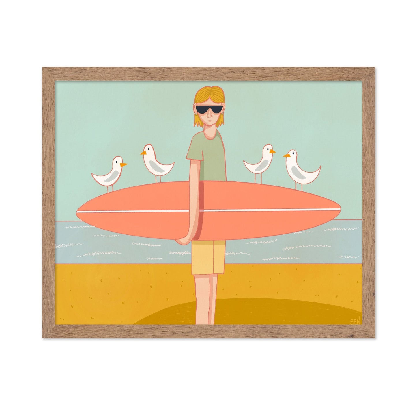 Surfboard Beach Scene