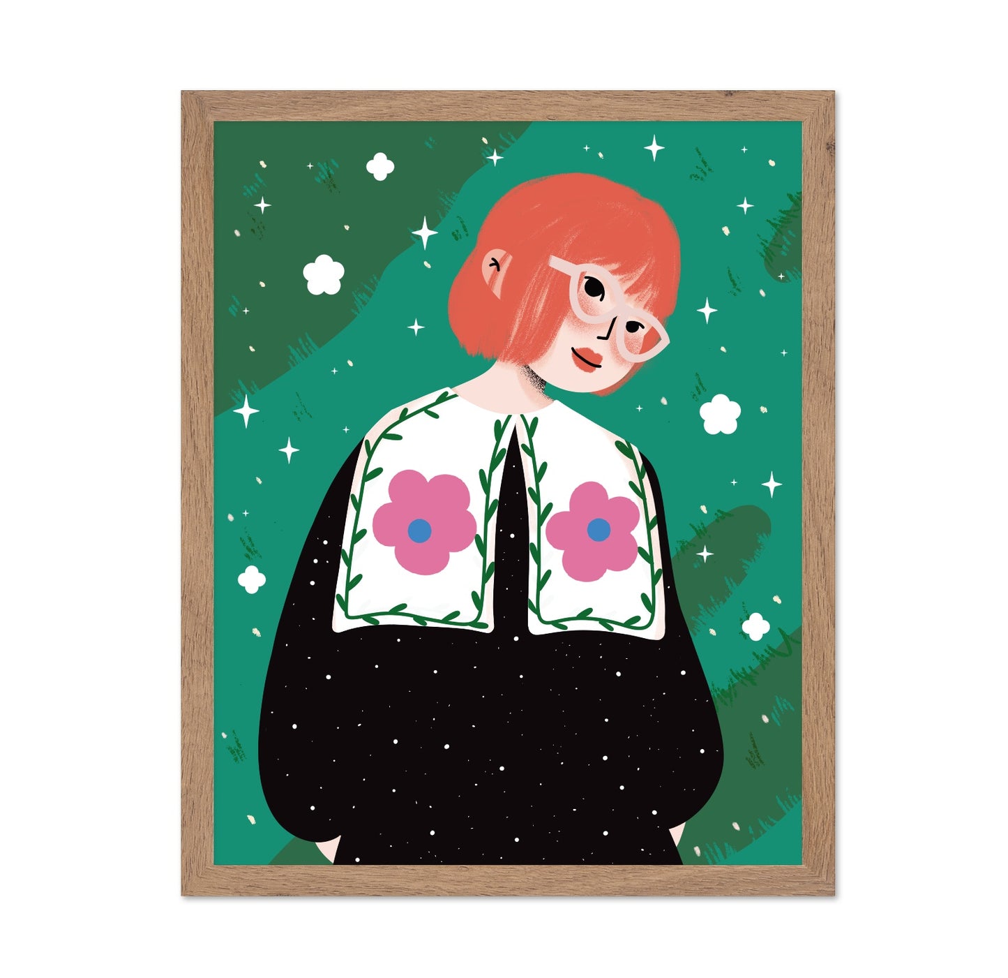 Pink Hair Floral Girl