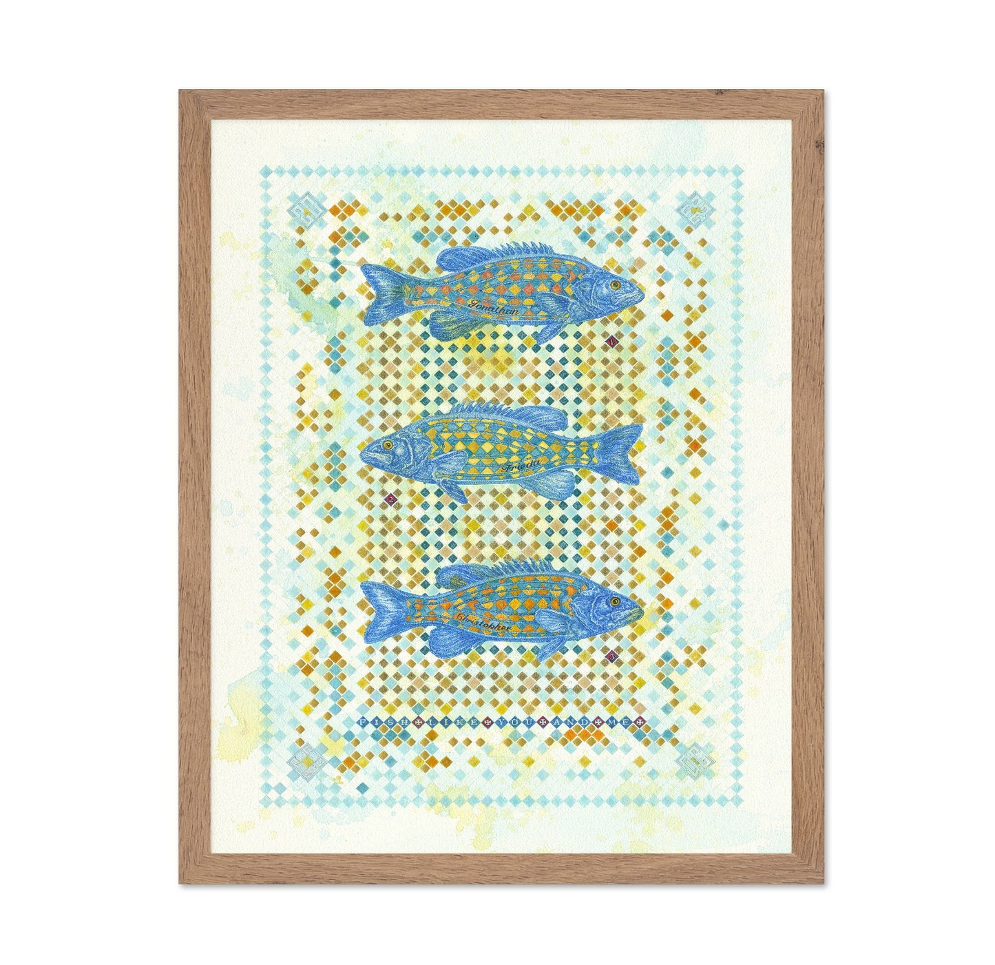 Blue Mosaic Fish Trio