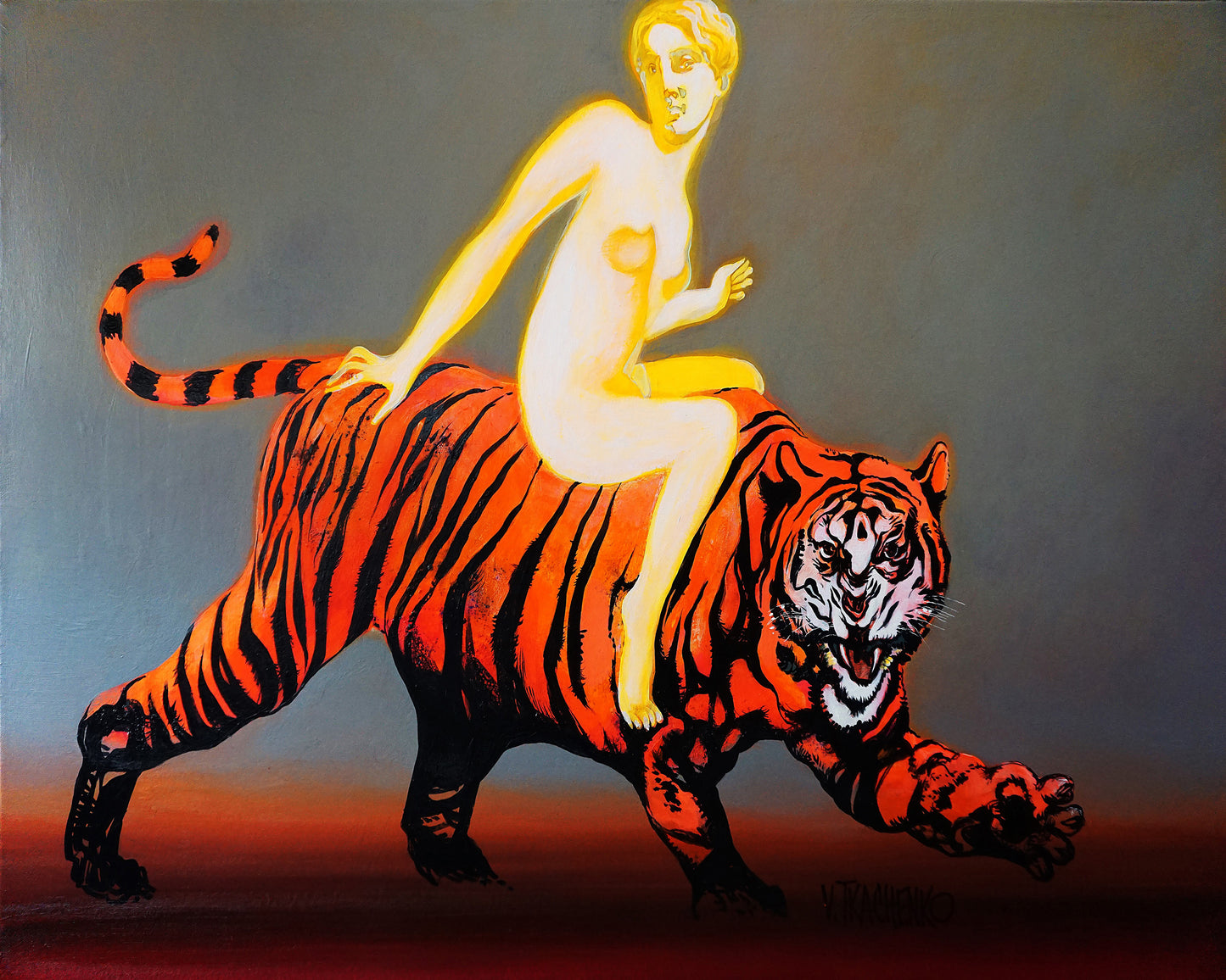 Woman Riding Tiger
