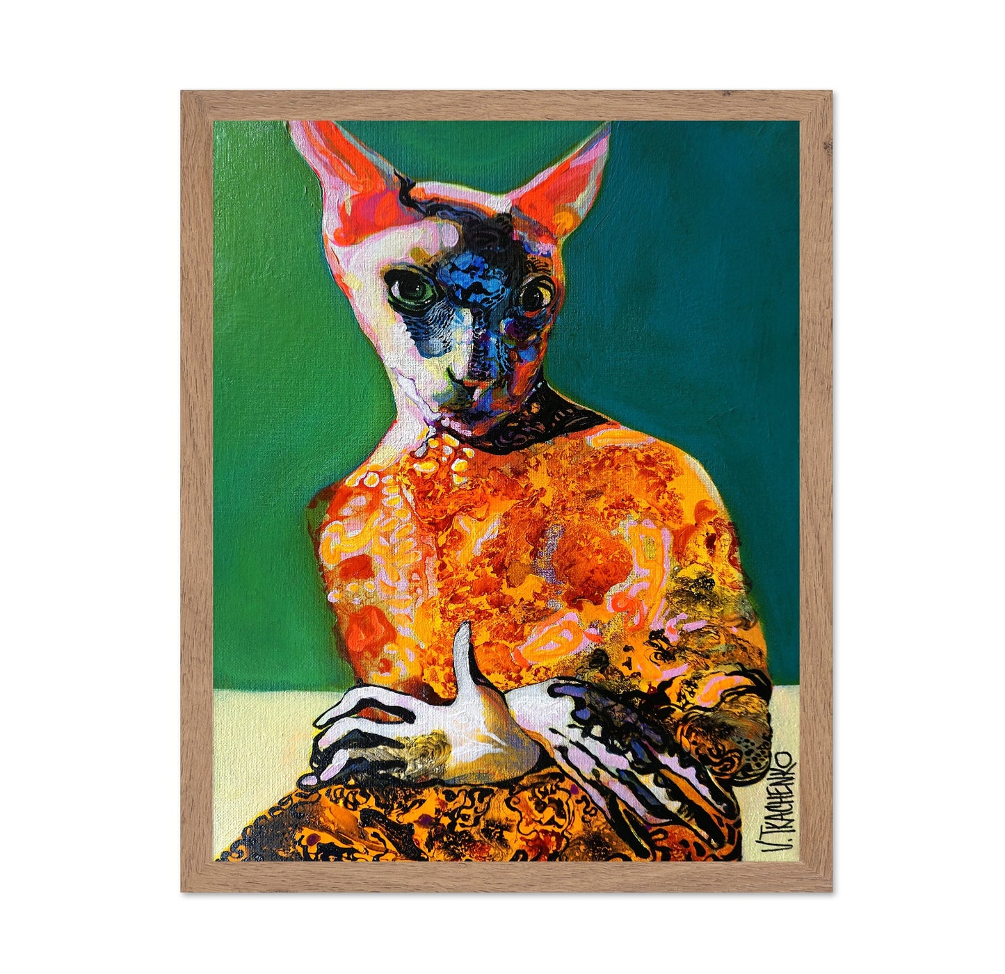 Sphynx Cat Portrait in Abstract Style