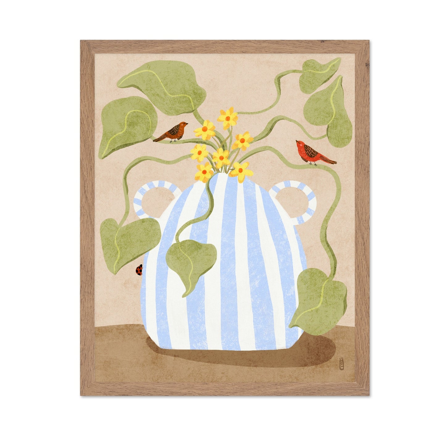 Floral Vase Birds