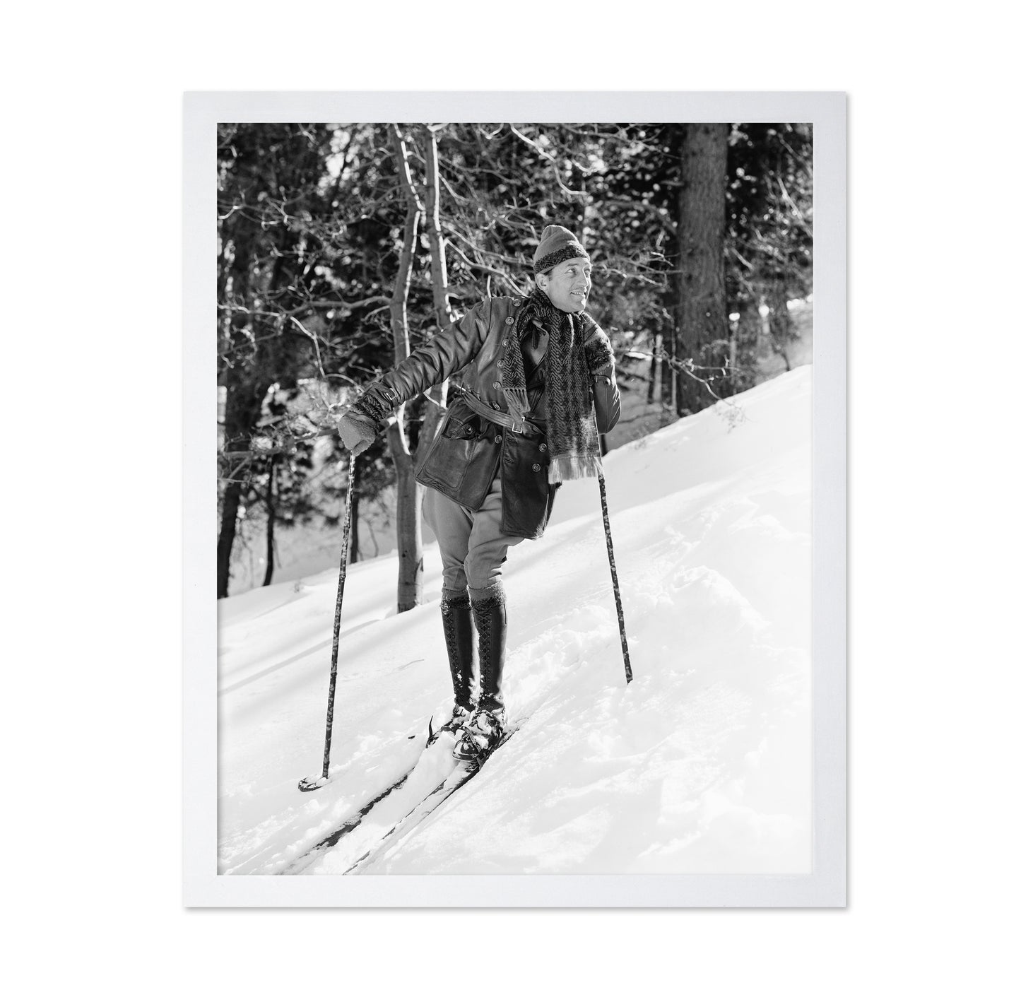 Vintage Skiing Scene