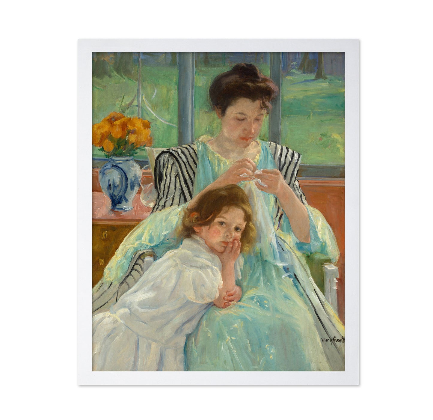 Young Mother Sewing 1900
