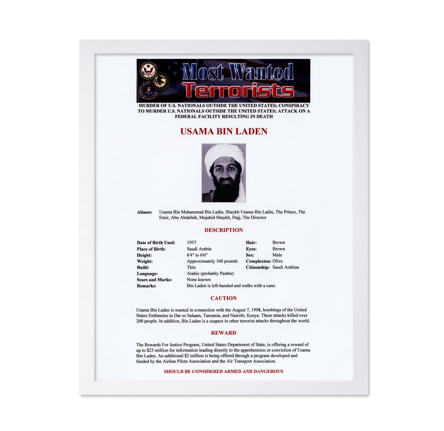 Bin Laden Poster 1999