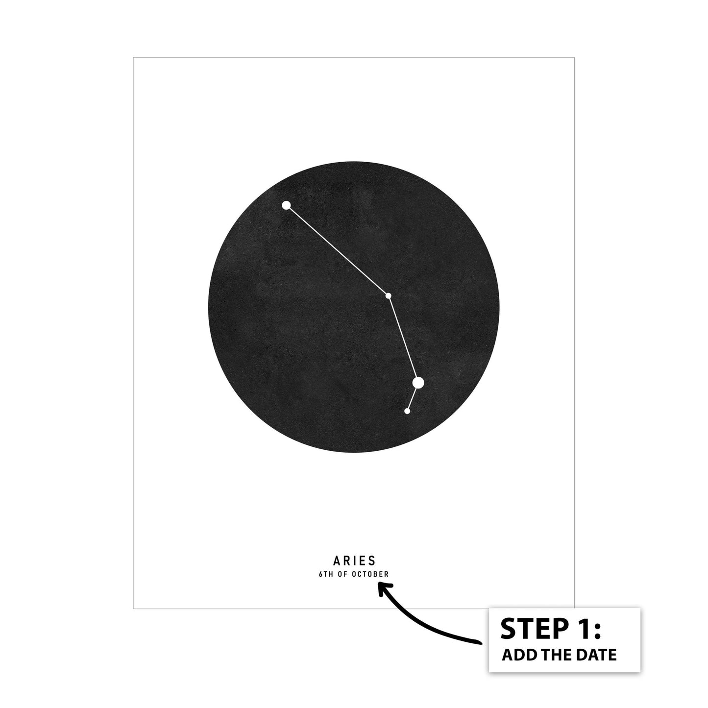 Aquarius Zodiac Black Star Map