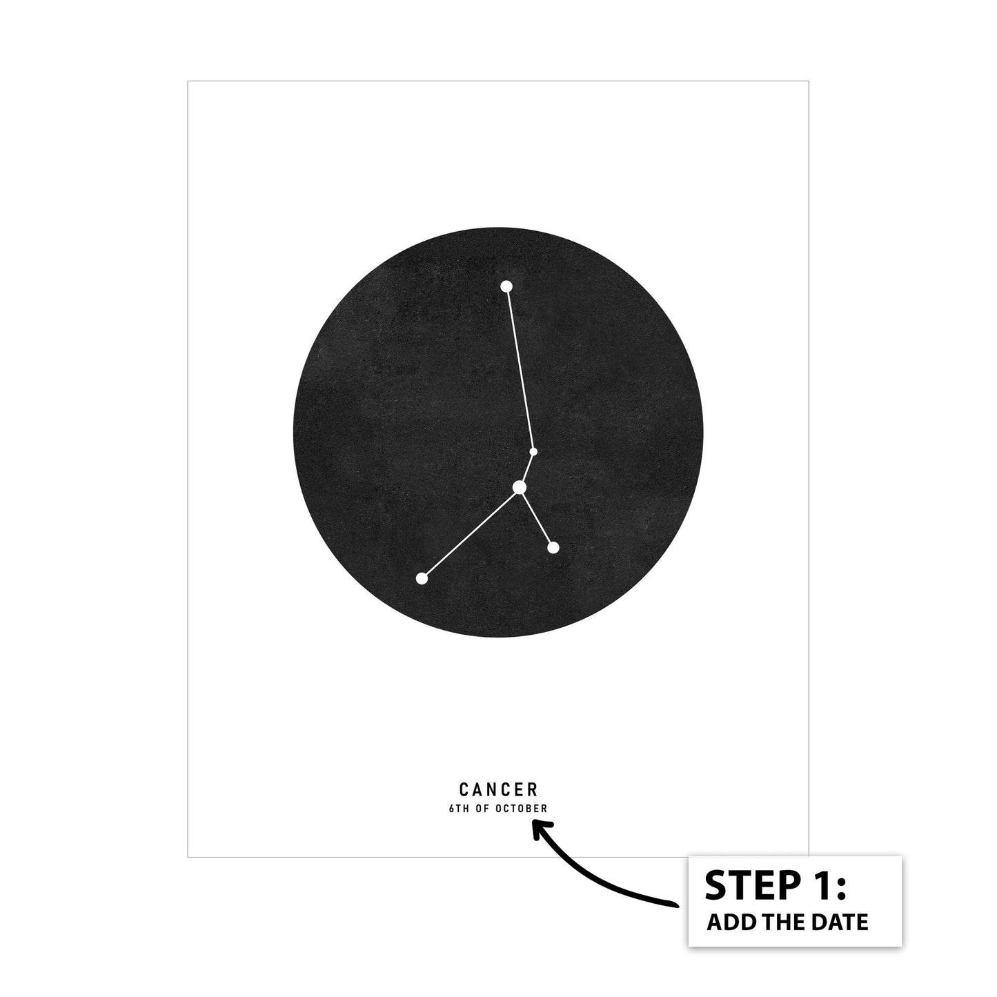 Cancer Zodiac Black Star Map