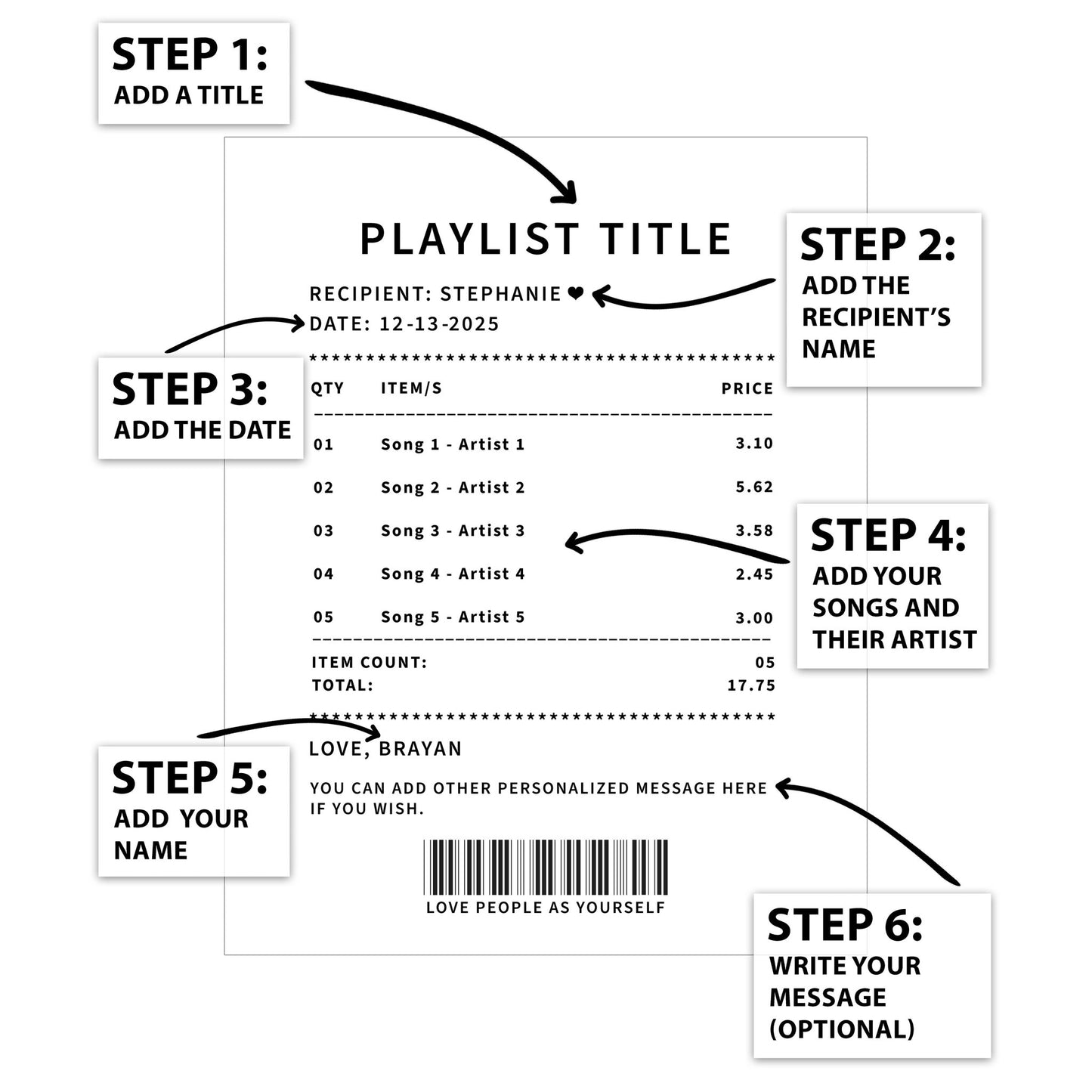 Song Playlist Receipt