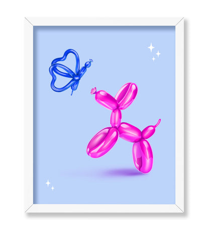 Jumping Balloon Dog and Butterfly No3 Poster
