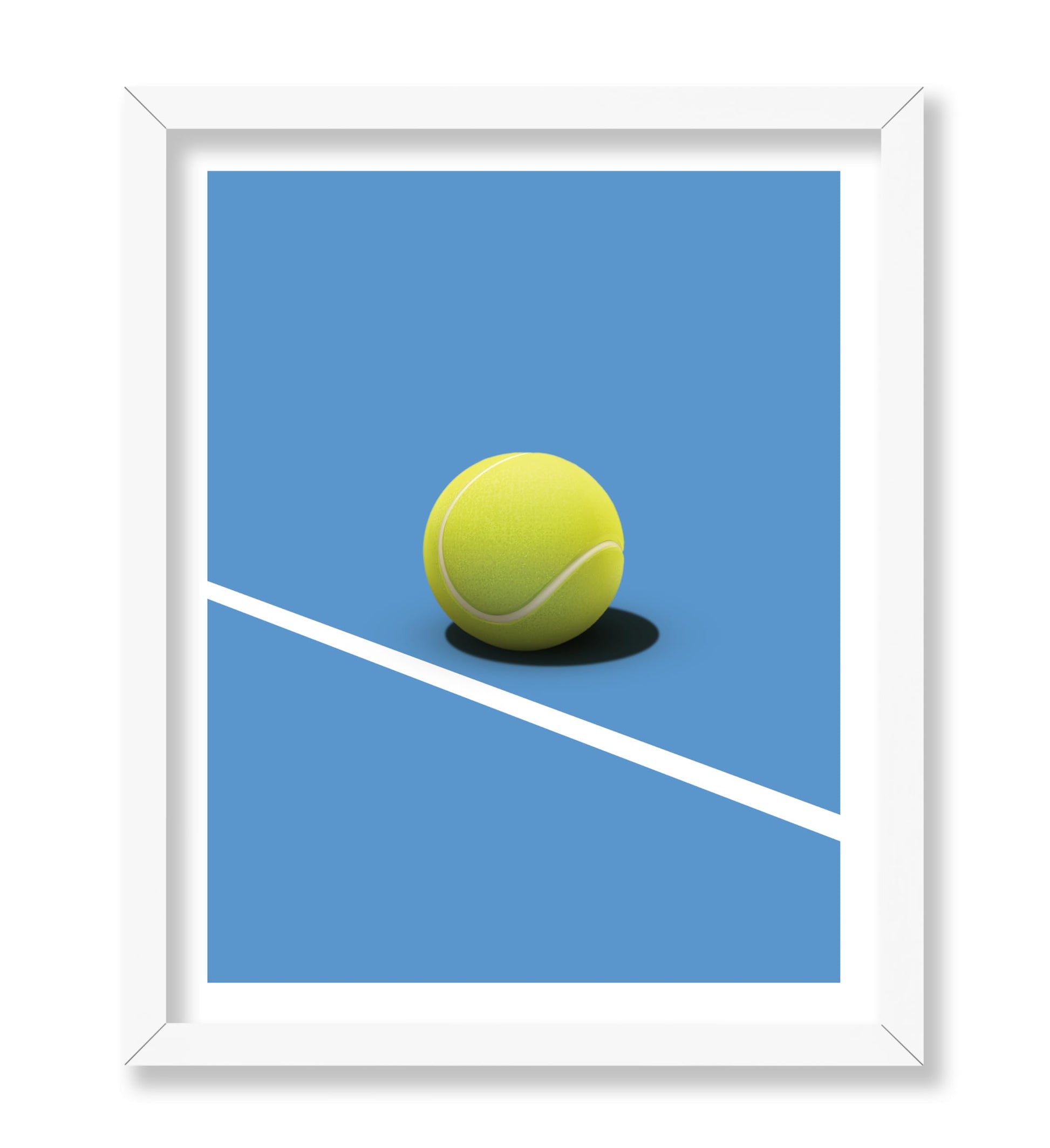Tennis Ball on Blue Court