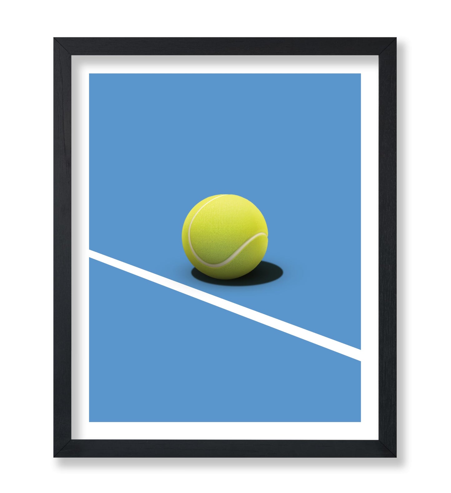 Tennis Ball on Blue Court